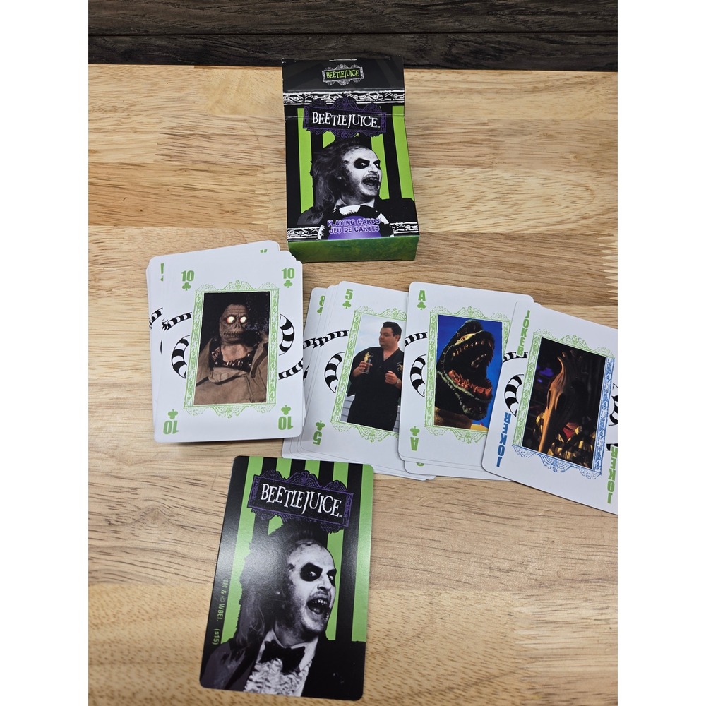 Beetlejuice Playing Cards Deck Tim Burton Movie Collectible Green Black Stripes